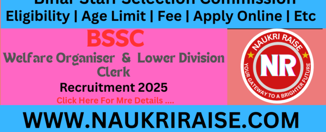 BSSC Welfare Organiser and Lower Division Clerk Recruitment 2025