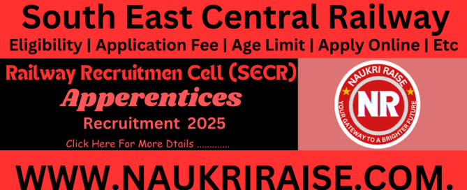 South East Central Railway SECR Nagpur Various Trade Apprentices 2025