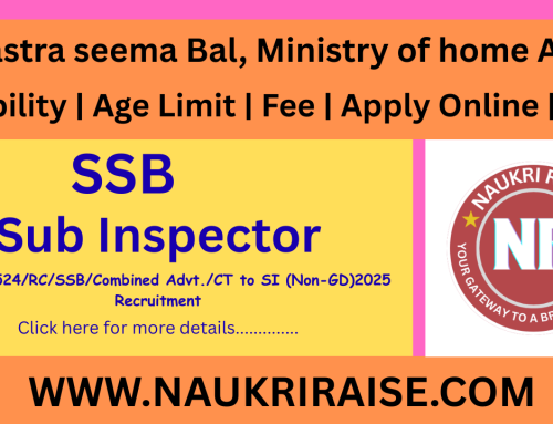 SSB Sub Inspector Online Apply 2026