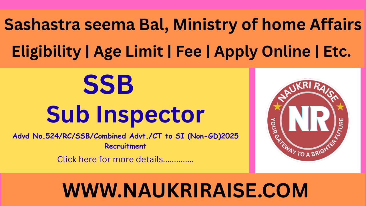 SSB Sub Inspector Online Apply 2026